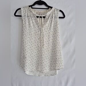 LOFT White and Black Patterned Sleeveless Blouse